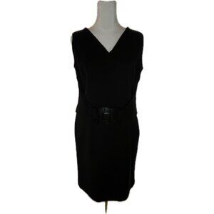 David Meister Black Sleeveless V-Neck Dress